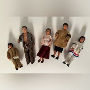 Vintage Set of Five Old Native American Huckle Mini Flexible Dolls